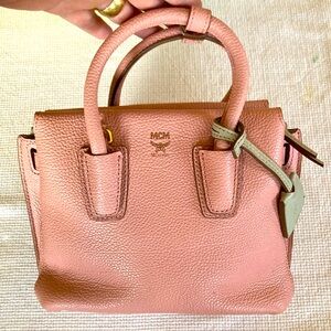 MCM Mini Pink Grained Calfskin Milla Tote